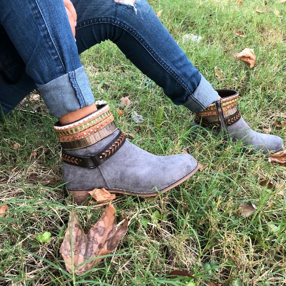 Shoes - GREY FAUX SUEDE BOOTS